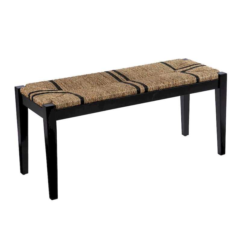 SEI Furniture Gainford Transitional Black Woven Fiber Bench
