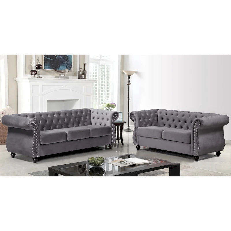 Antoinette Chesterfield 2-Piece Set- Sofa & Loveseat