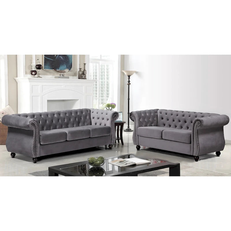 Antoinette Chesterfield 2-Piece Set- Sofa & Loveseat