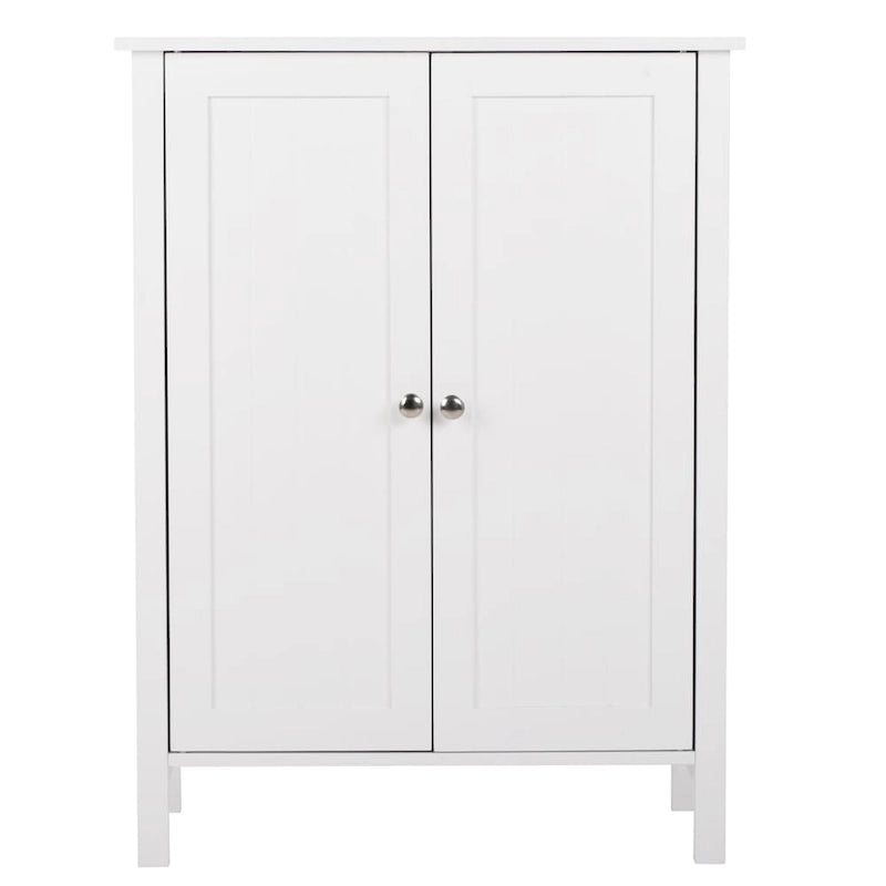 White Double Doors Adjustable Freestanding Bathroom Cabinet - 23.62 x 11.81 x 31.50