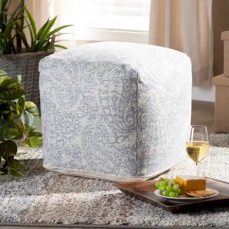 Porch & Den Satsuma Handwoven Paisley Pattern Pouf Ottoman