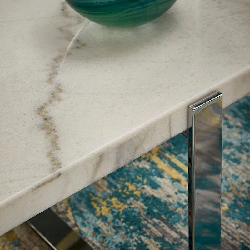 Azel Marble-top Chrome Framed Coffee Table or Table Set by iNSPIRE Q Modern