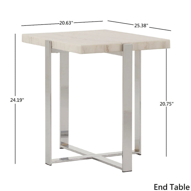 Azel Marble-top Chrome Framed Coffee Table or Table Set by iNSPIRE Q Modern