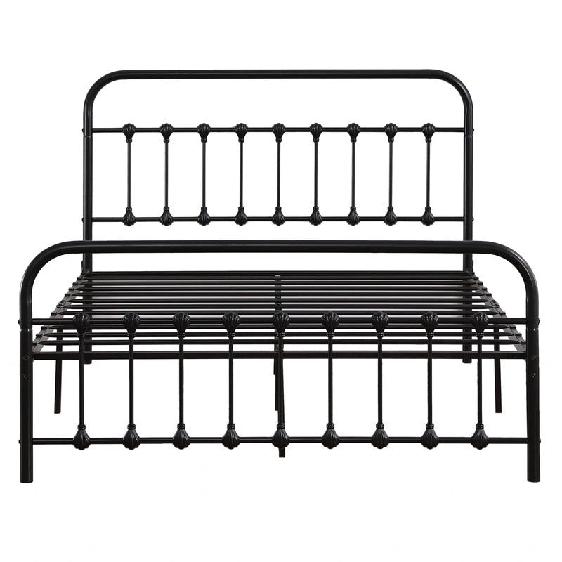 Single-Layer Iron Bed Frame with Shell Decoration Black