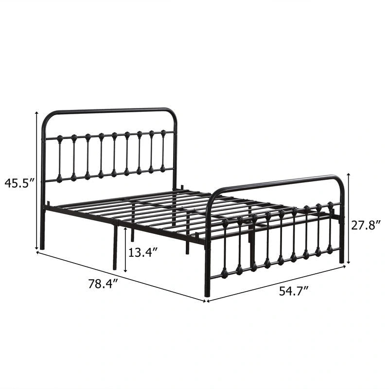 Single-Layer Iron Bed Frame with Shell Decoration Black