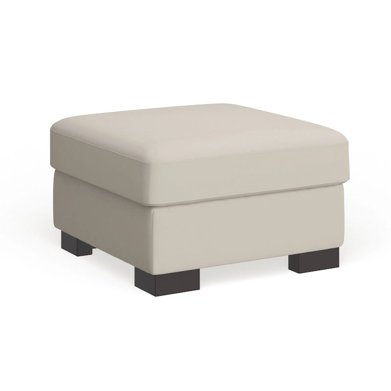 Lionel White Cotton Fabric Down-Filled Ottoman by iNSPIRE Q Artisan