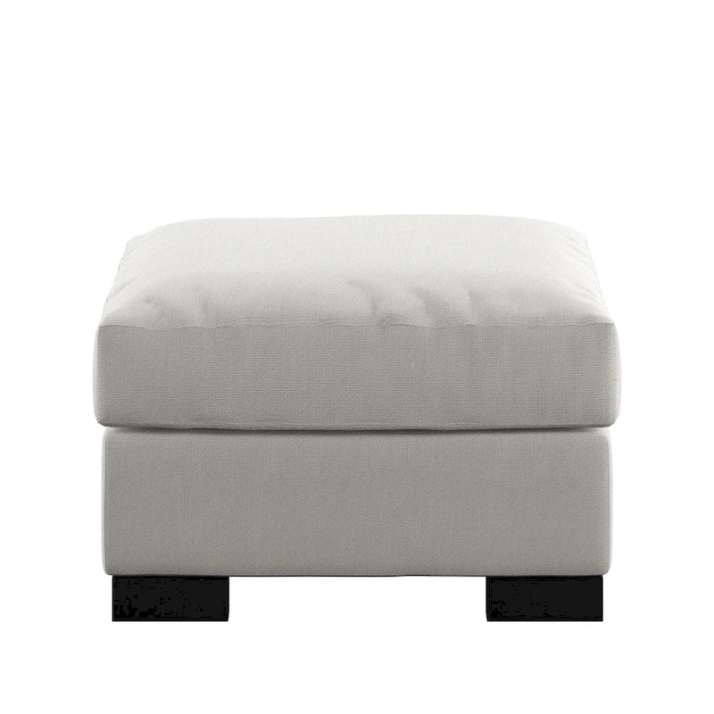 Lionel White Cotton Fabric Down-Filled Ottoman by iNSPIRE Q Artisan