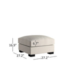 Lionel White Cotton Fabric Down-Filled Ottoman by iNSPIRE Q Artisan