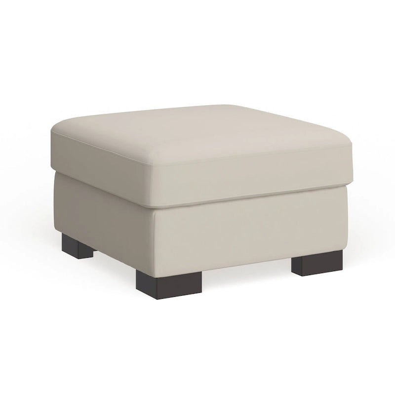 Lionel White Cotton Fabric Down-Filled Ottoman by iNSPIRE Q Artisan