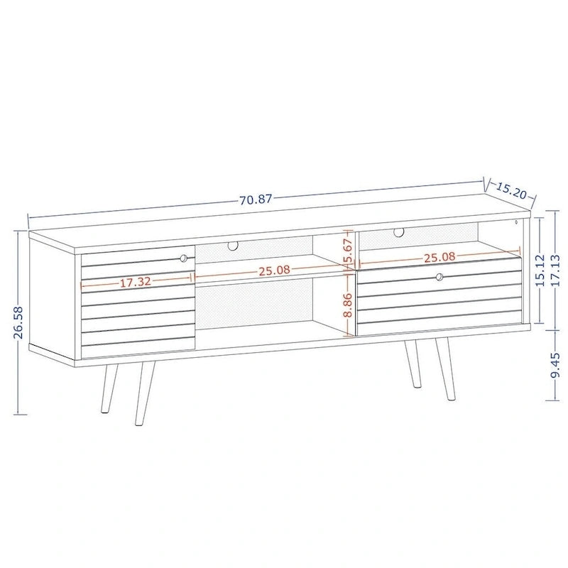 Liberty 70.86 In. Mid Century Modern 4 Shelf TV Stand