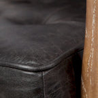 Phineas Black Genuine Leather & Brown Solid Wood Frame Accent Chair