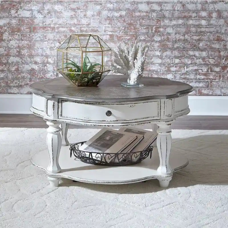 Magnolia Manor Antique White Round Cocktail Table