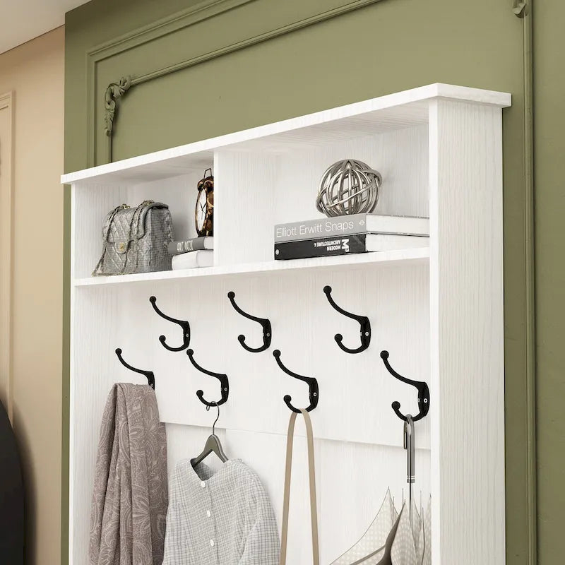 Coat Rack and Storage Bench Hall Tree with Shoe Rack for Entryway