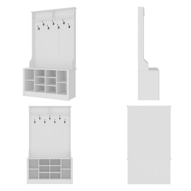 Coat Rack and Storage Bench Hall Tree with Shoe Rack for Entryway