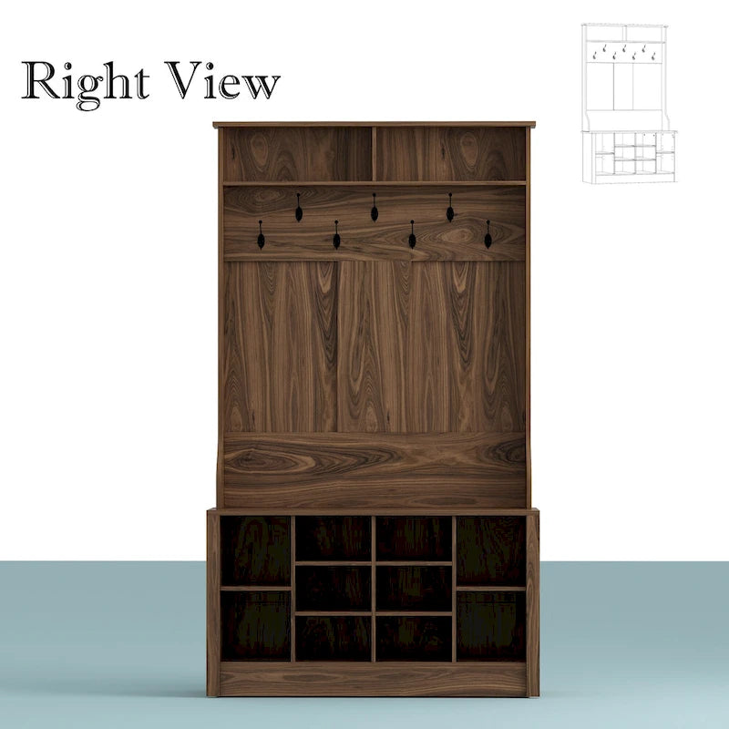 Coat Rack and Storage Bench Hall Tree with Shoe Rack for Entryway