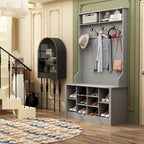Coat Rack and Storage Bench Hall Tree with Shoe Rack for Entryway