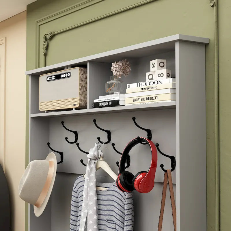 Coat Rack and Storage Bench Hall Tree with Shoe Rack for Entryway