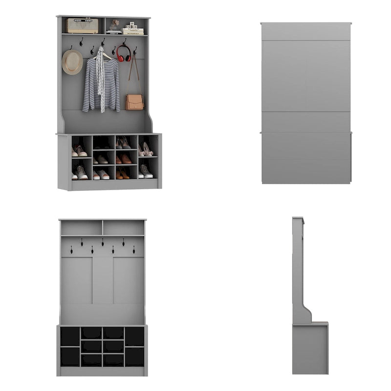 Coat Rack and Storage Bench Hall Tree with Shoe Rack for Entryway