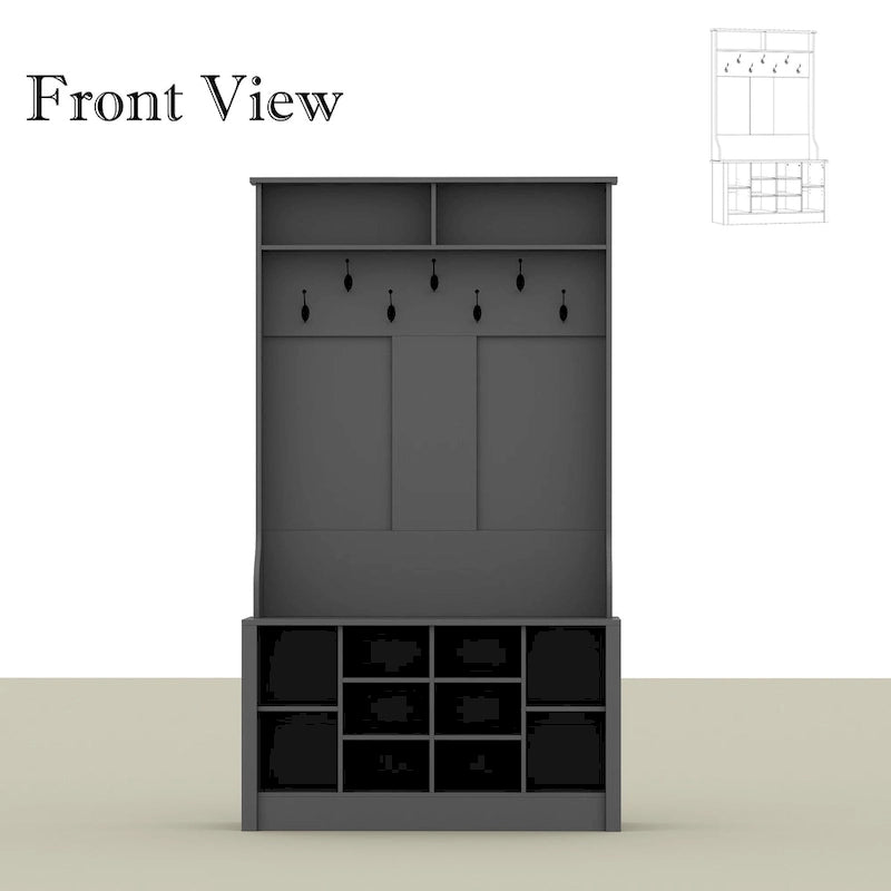 Coat Rack and Storage Bench Hall Tree with Shoe Rack for Entryway