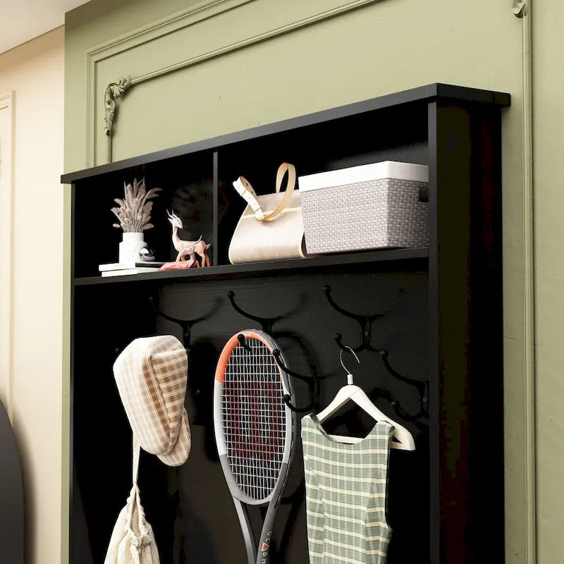 Coat Rack and Storage Bench Hall Tree with Shoe Rack for Entryway