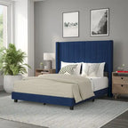 Upholstered Platform Bed with Wingback Headboard