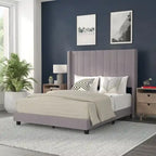 Upholstered Platform Bed with Wingback Headboard