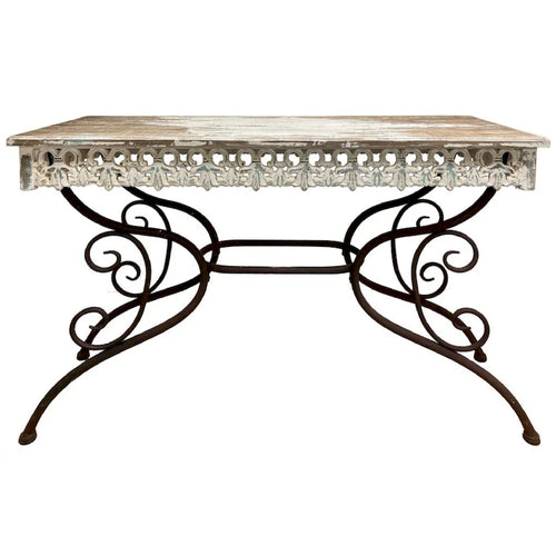 A&B Home Wood and Iron Console Table - Brown/Cream/Black