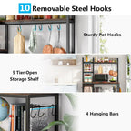 43 inch Kitchen Bakers Rack with Microwave Stand 5-Tier Kitchen Utility Storage Shelf Rack and10 Hooks for Kitchen Living Room