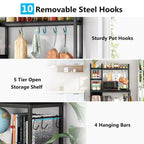 43 inch Kitchen Bakers Rack with Microwave Stand 5-Tier Kitchen Utility Storage Shelf Rack and10 Hooks for Kitchen Living Room