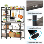 43 inch Kitchen Bakers Rack with Microwave Stand 5-Tier Kitchen Utility Storage Shelf Rack and10 Hooks for Kitchen Living Room