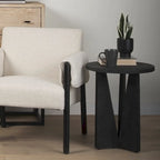 Mattius Black Solid Wood Round Accent Table - 18L x 18W x 22H