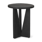 Mattius Black Solid Wood Round Accent Table - 18L x 18W x 22H