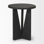 Mattius Black Solid Wood Round Accent Table - 18L x 18W x 22H