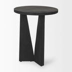 Mattius Black Solid Wood Round Accent Table - 18L x 18W x 22H