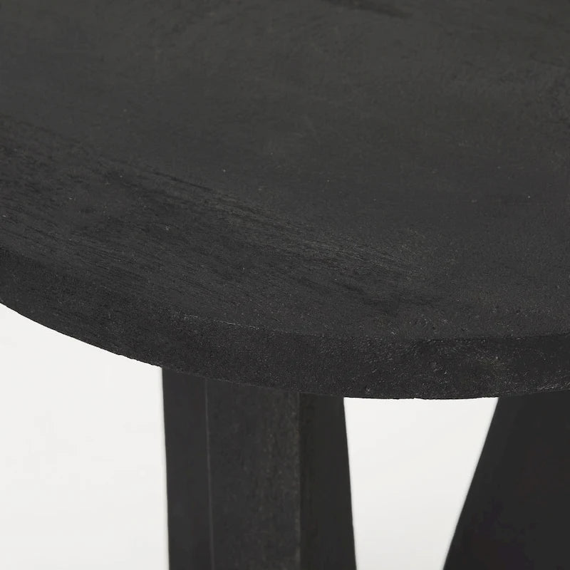 Mattius Black Solid Wood Round Accent Table - 18L x 18W x 22H