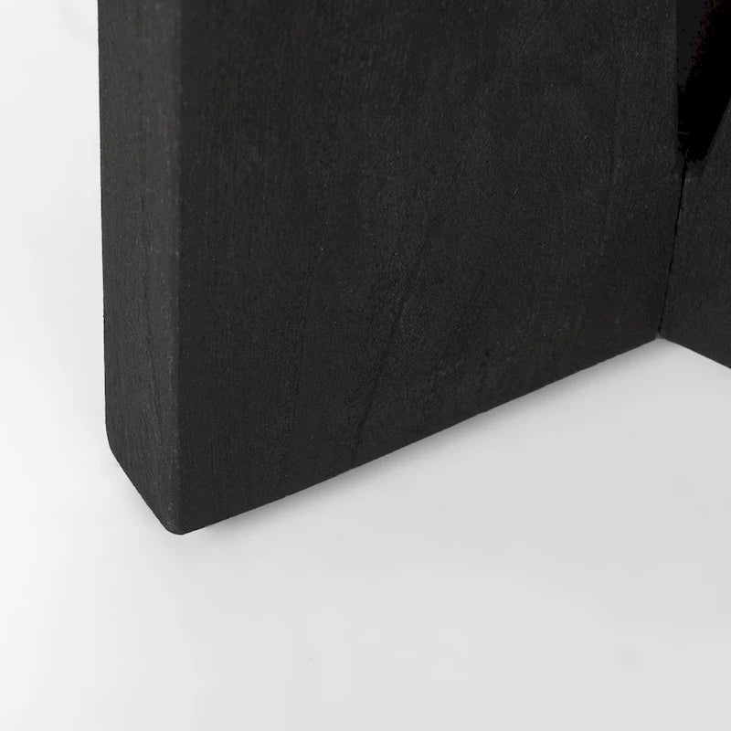 Mattius Black Solid Wood Round Accent Table - 18L x 18W x 22H