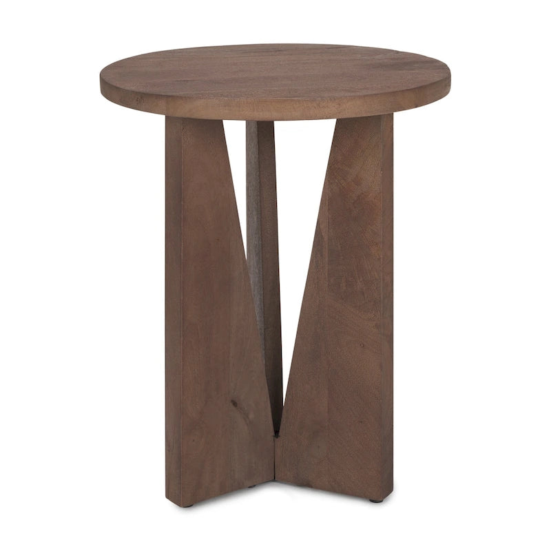 Mattius Black Solid Wood Round Accent Table - 18L x 18W x 22H