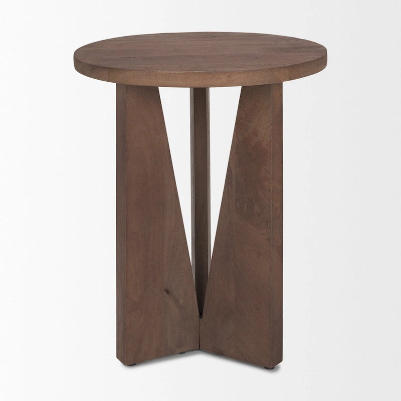 Mattius Black Solid Wood Round Accent Table - 18L x 18W x 22H