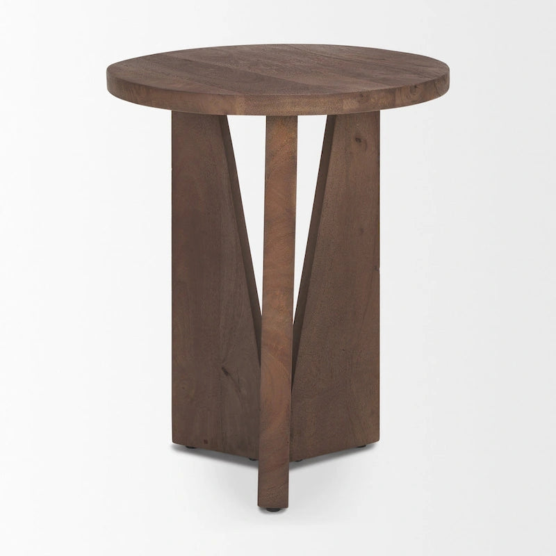 Mattius Black Solid Wood Round Accent Table - 18L x 18W x 22H