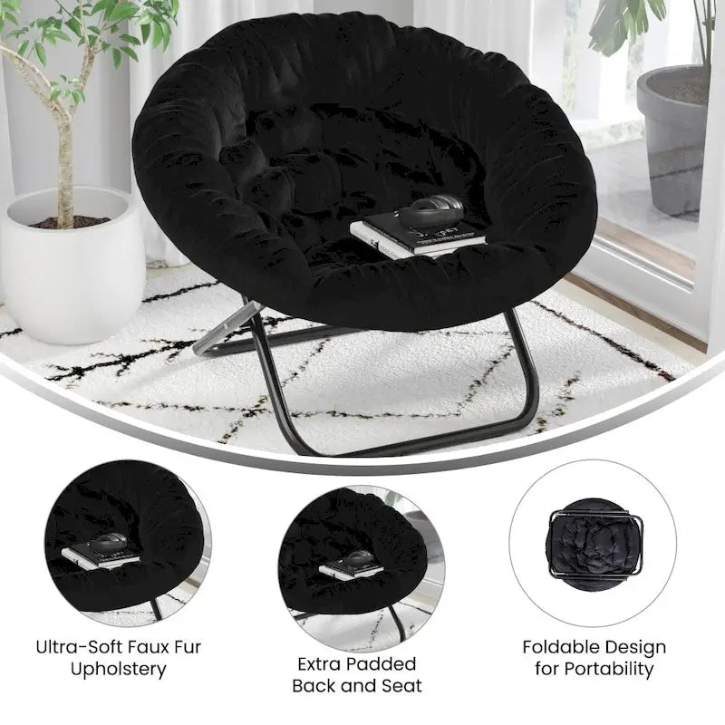 Folding XL Saucer Chair for Dorm or Bedroom