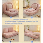 Convertible Flip Chair, Floor Lazy Sofa, Folding Upholstered Couch Bed with Adjustable Backrest
