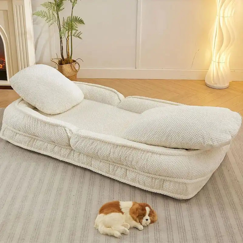 Convertible Flip Chair, Floor Lazy Sofa, Folding Upholstered Couch Bed with Adjustable Backrest