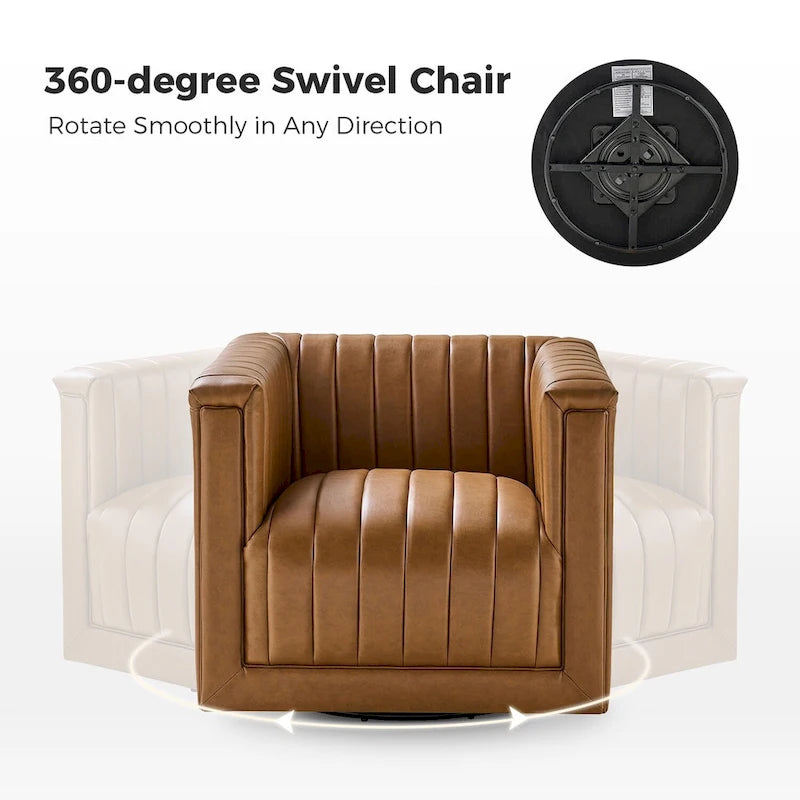 Esteban Modern Leather Upholstered Swivel Barrel Chair Set of 2 by HULALA HOME