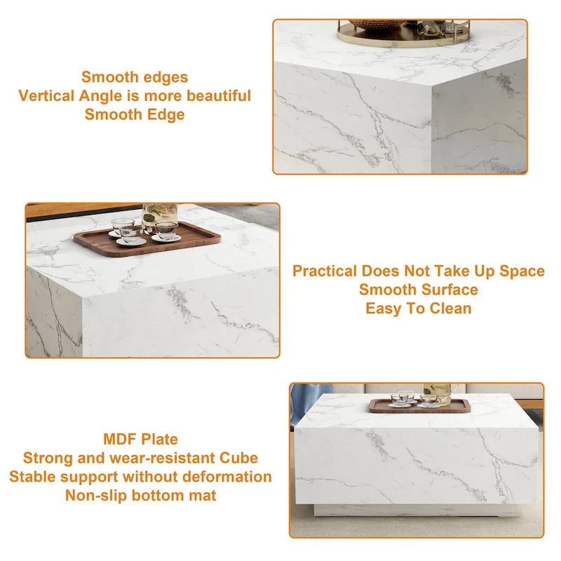Faux Marble Square Coffee Table