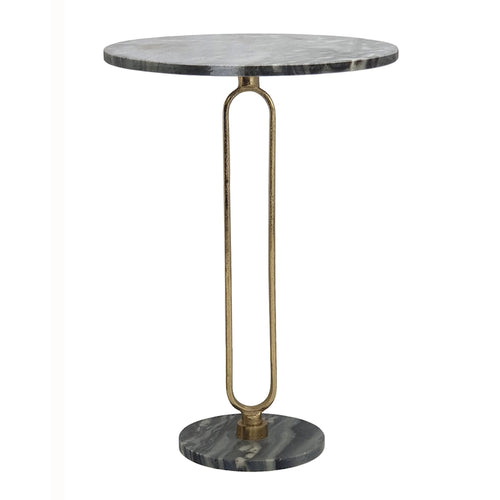 A&B Home Alexus Oval Steam Marble Table - Black/Gold