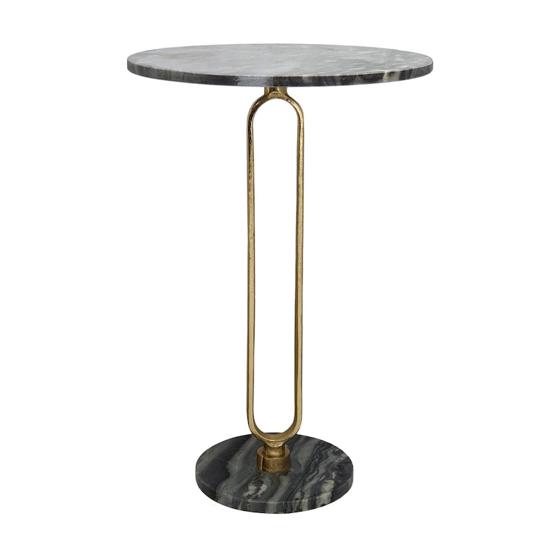 A&B Home Alexus Oval Steam Marble Table - Black/Gold