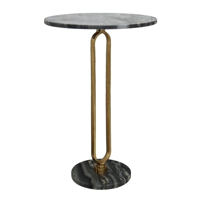 A&B Home Alexus Oval Steam Marble Table - Black/Gold