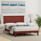 Solid Oak Platform Bed with Tapered Legs and Headboard