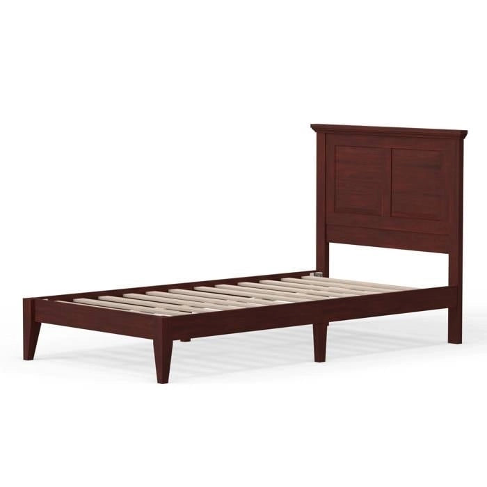 Solid Oak Platform Bed with Tapered Legs and Headboard