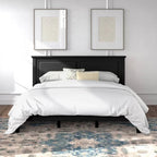 Solid Oak Platform Bed with Tapered Legs and Headboard